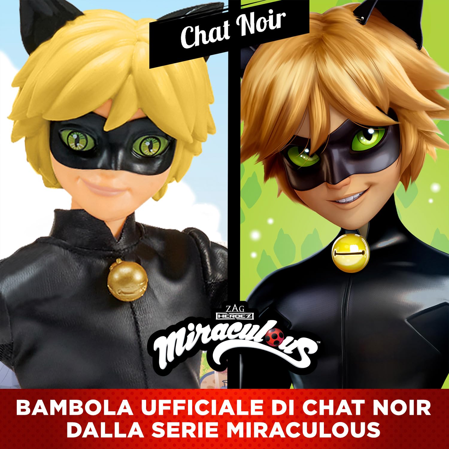 Miraculous Bandai Cat Noir Lalka, Wielokolorowy, od 4 lat
